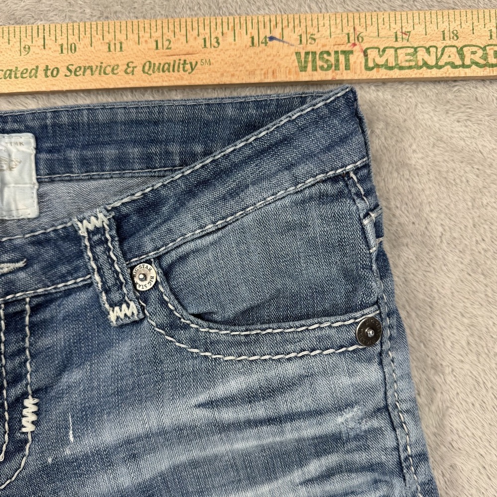 Big Star Liv Capri Jeans Women 28R Blue Medium Wash Embroidered Stretch Denim - Picture 12 of 16